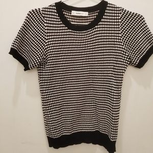 SOLD Zara Textured T Shirt Red, Black, and white